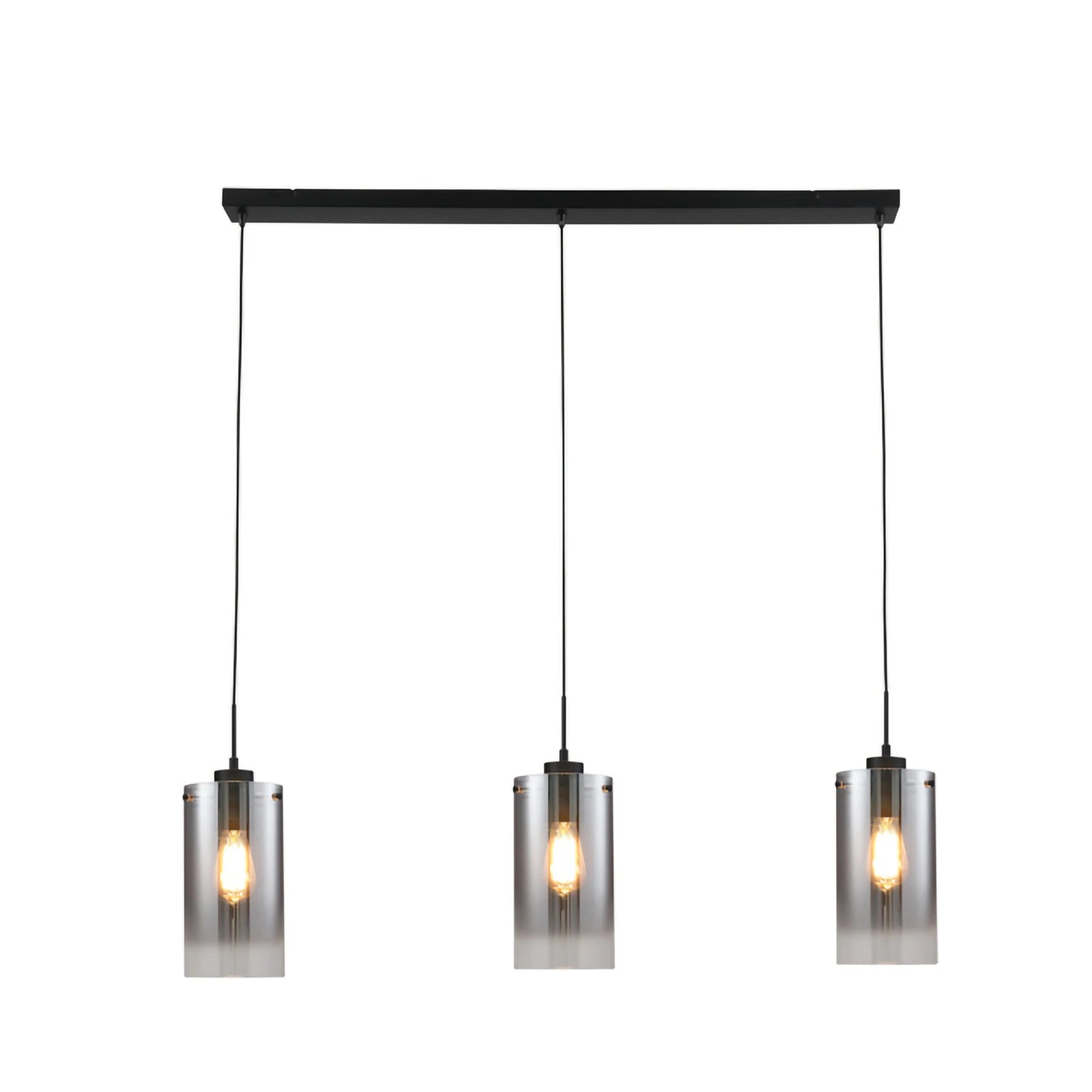 Modern Minimalist Three-Light Kitchen Pendant Light Black Smoked Glass