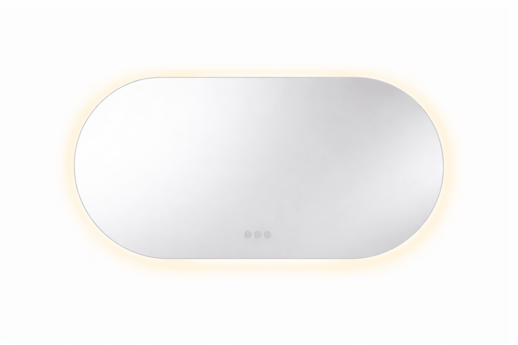 1200x600mm Backlit Led Mirror Oblong Racetrack Motion Sensor Demister Touch Sensor Switch