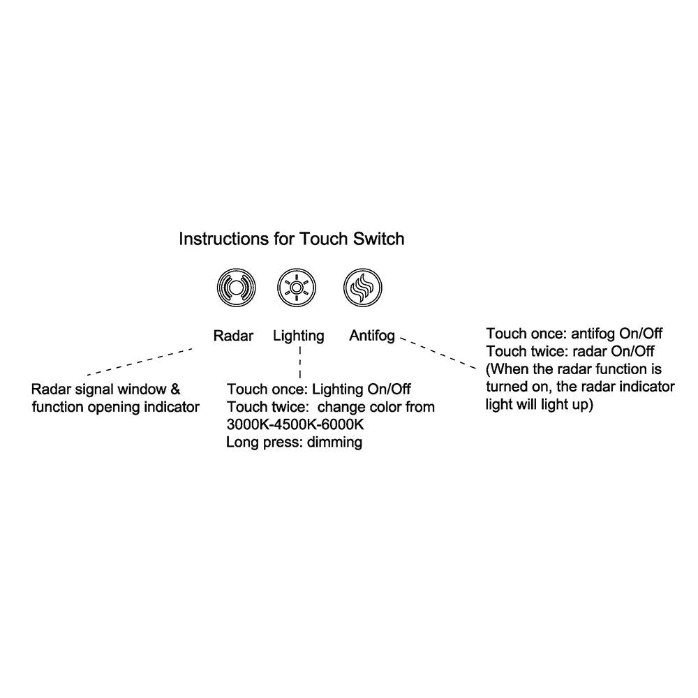 1200x600mm Backlit Led Mirror Oblong Racetrack Motion Sensor Demister Touch Sensor Switch