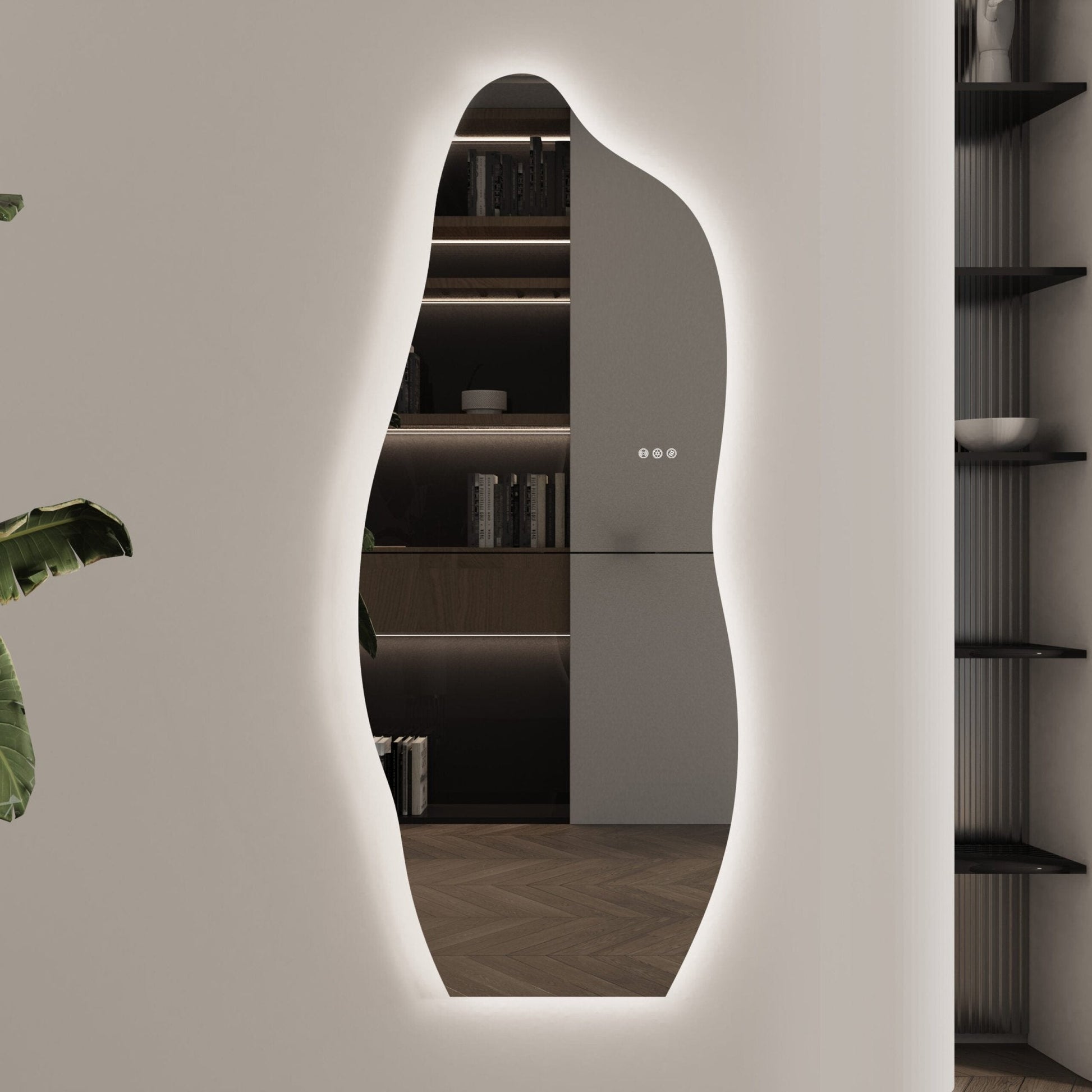 1800x800mm Irregular Backlit Frameless Wall-mounted LED Full Length Mirror with Motion Sensor