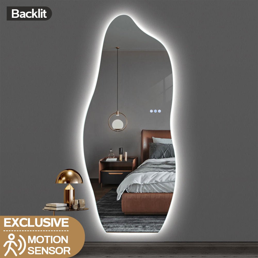 1800x800mm Irregular Backlit Frameless Wall-mounted LED Full Length Mirror with Motion Sensor
