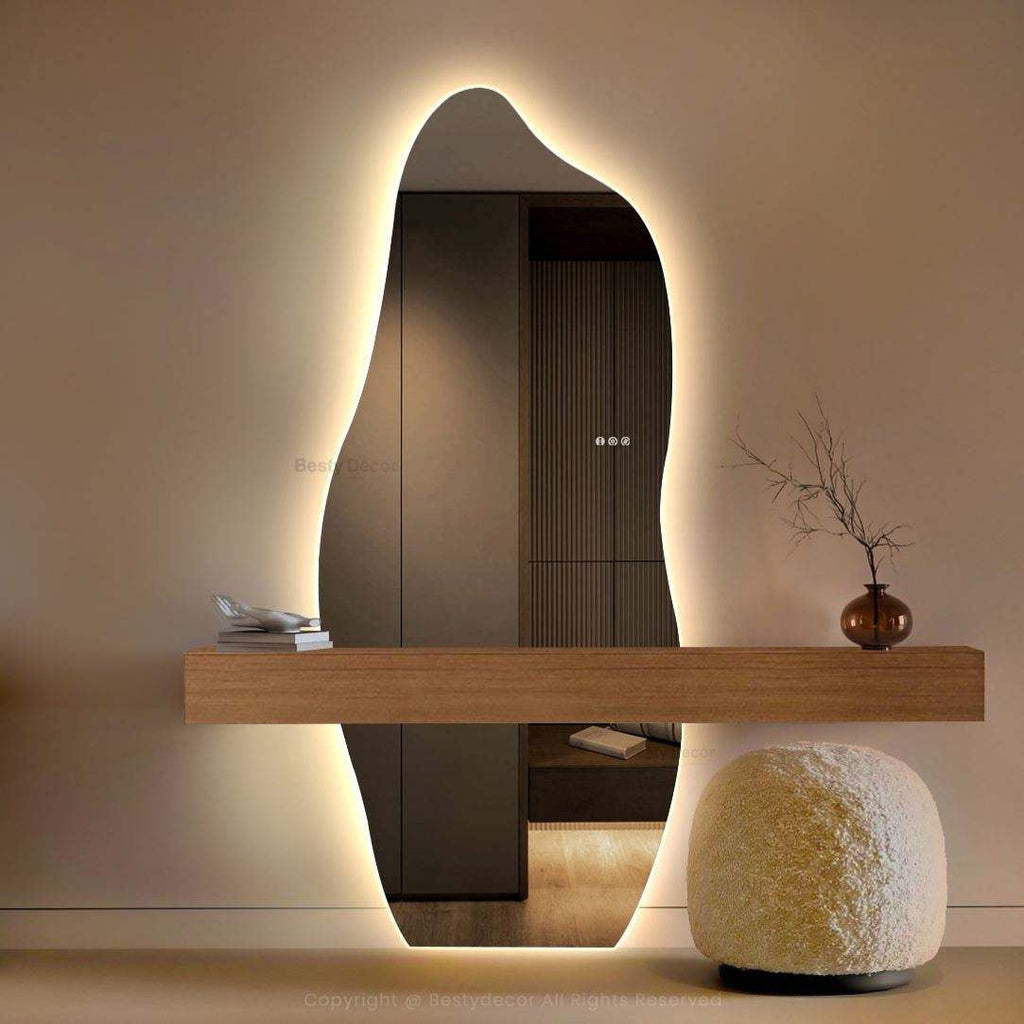 1800x800mm Irregular Backlit Frameless Wall-mounted LED Full Length Mirror with Motion Sensor
