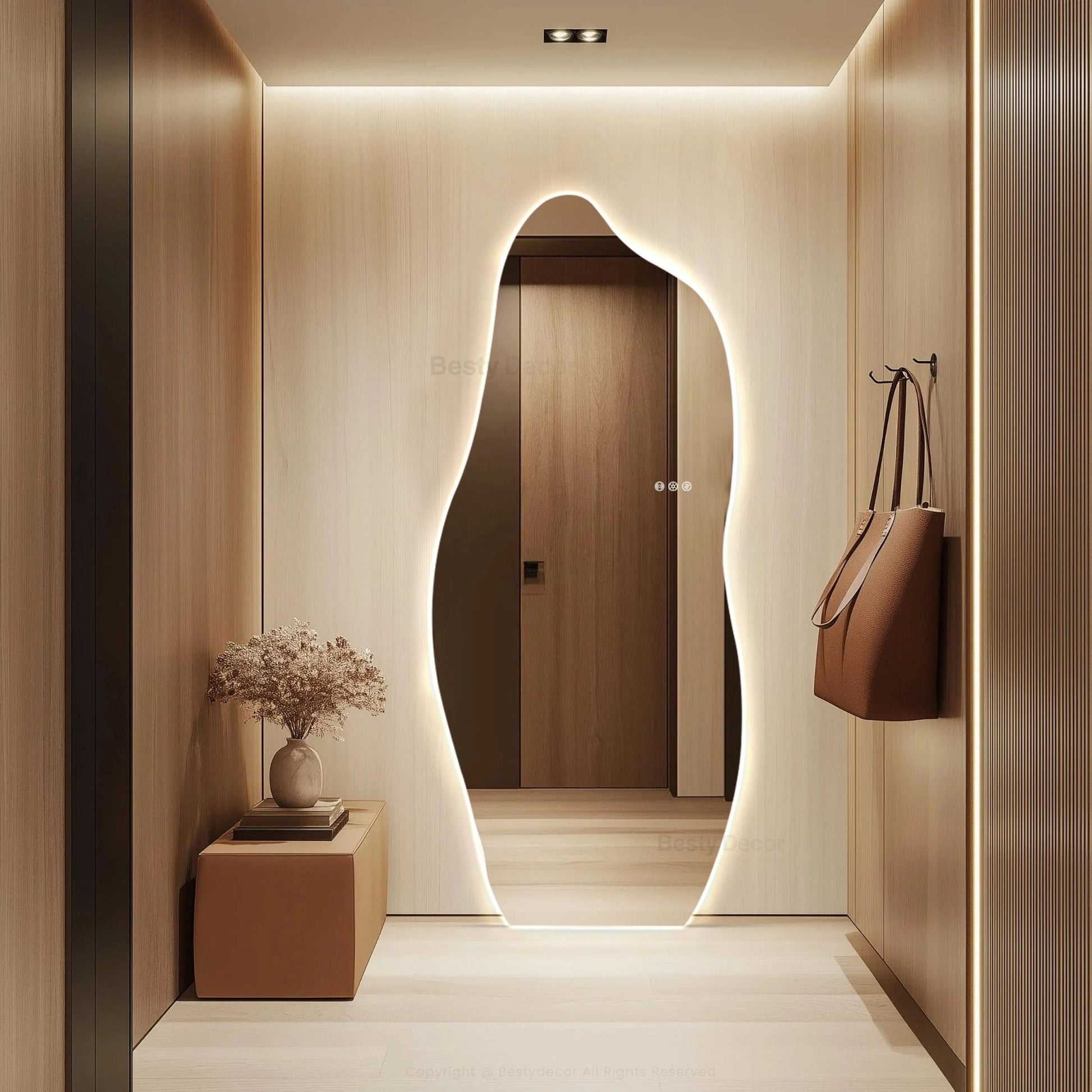 1800x800mm Irregular Backlit Frameless Wall-mounted LED Full Length Mirror with Motion Sensor