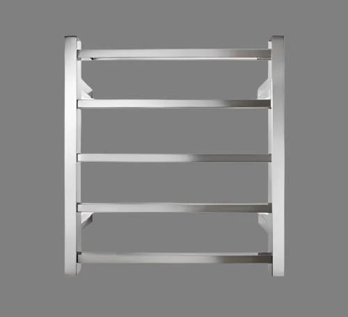 Silver/Black 5-Bar Square Stainless Steel Polished Heated Towel Rail, 400Wx600Hx120D 50W