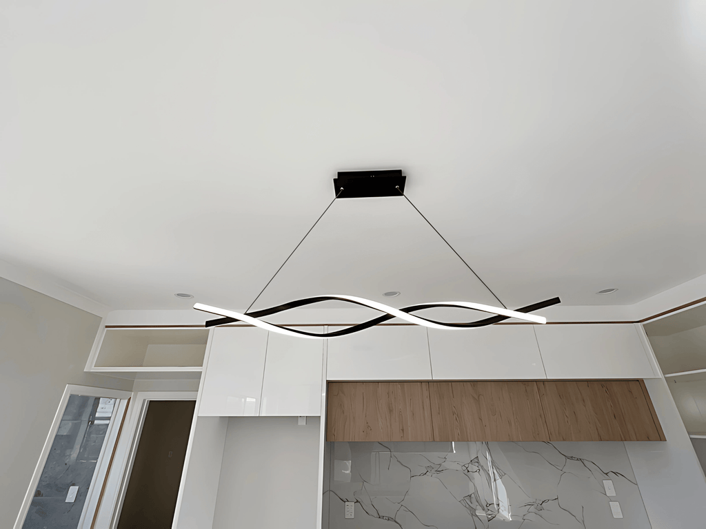 Black Double Spiral LED Kitchen Pendant Light – 1.2m