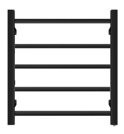 Silver/Black 5-Bar Square Stainless Steel Polished Heated Towel Rail, 400Wx600Hx120D 50W