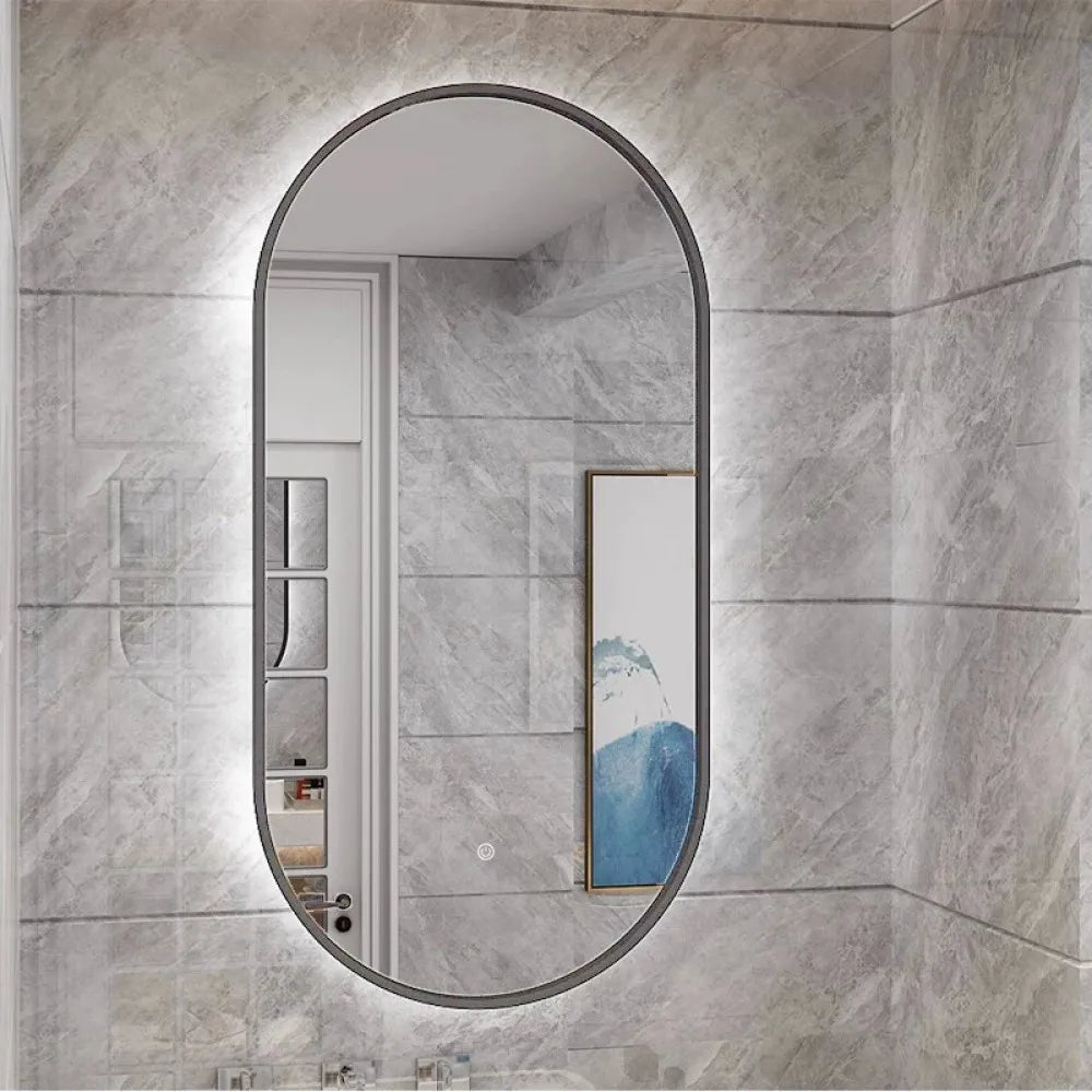 500X900 OVAL GUNMETAL ART MIRROR LED 4
