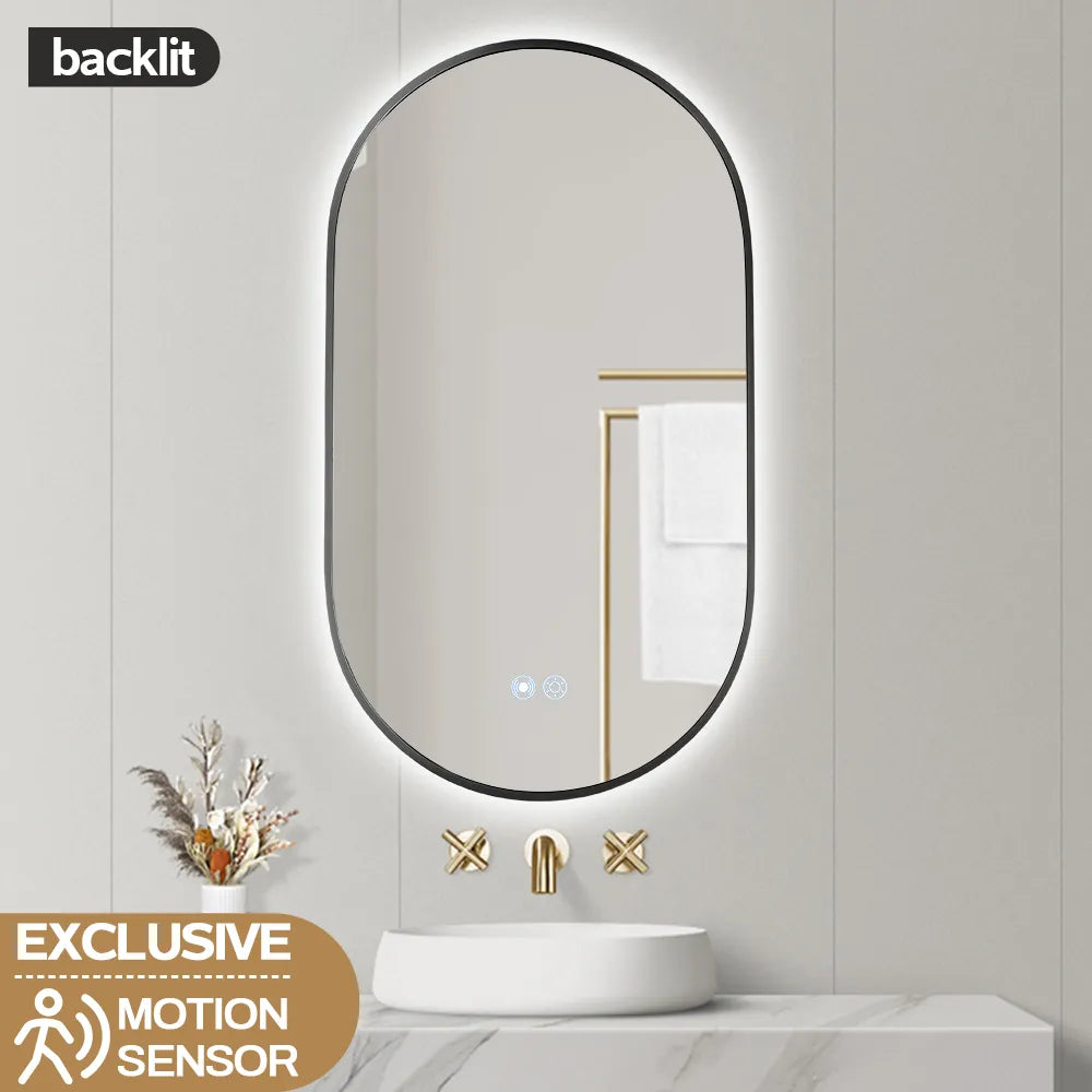 500X900 OVAL GUNMETAL ART MIRROR LED 5