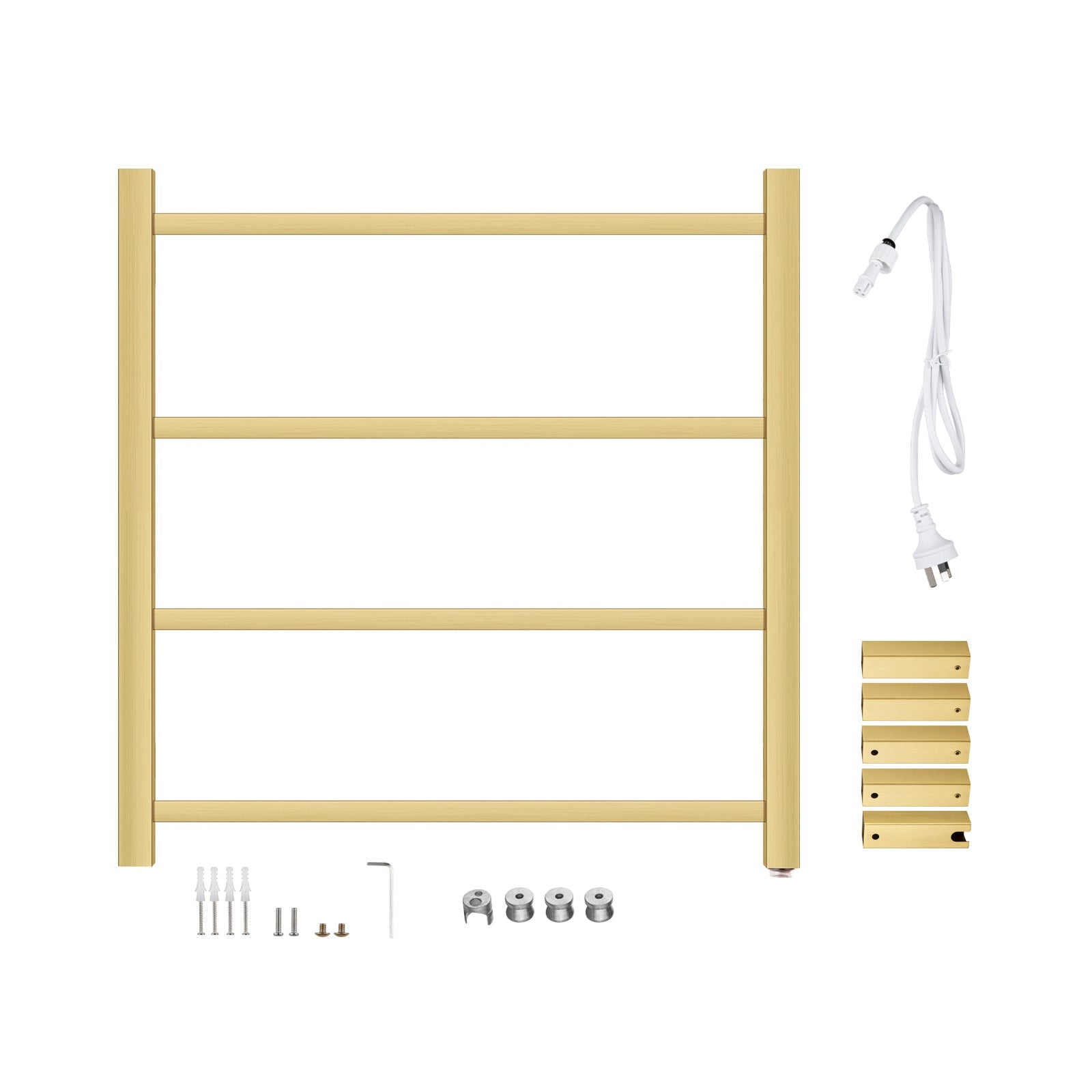 520Hx500Wx120D mm Square Gold Electric Heated Towel Rail 4 Bars
