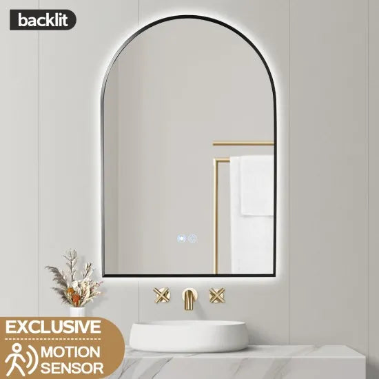 600X900 ARCHED GUNMETAL LED MIRROR2