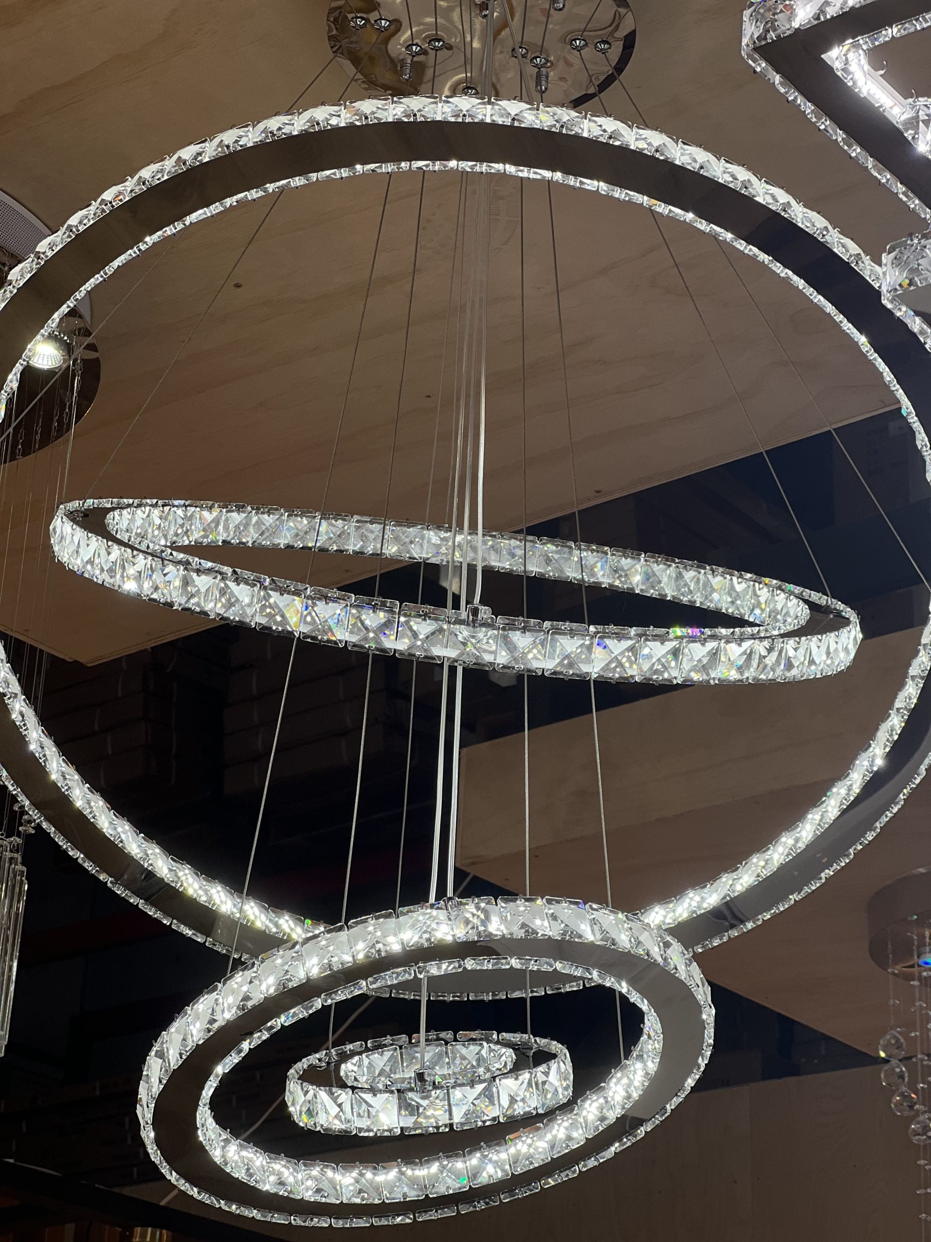 COSMIC MULTIPLE RINGS CHANDELIER STAIRCASE