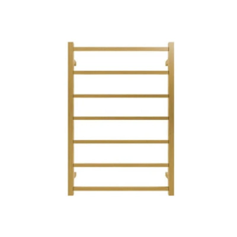750Hx500Wx120D mm Square Brushed Yellow Gold Heated Towel Rail 7 Bars