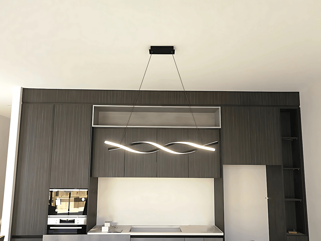 Black Double Spiral LED Kitchen Pendant Light – 1.2m