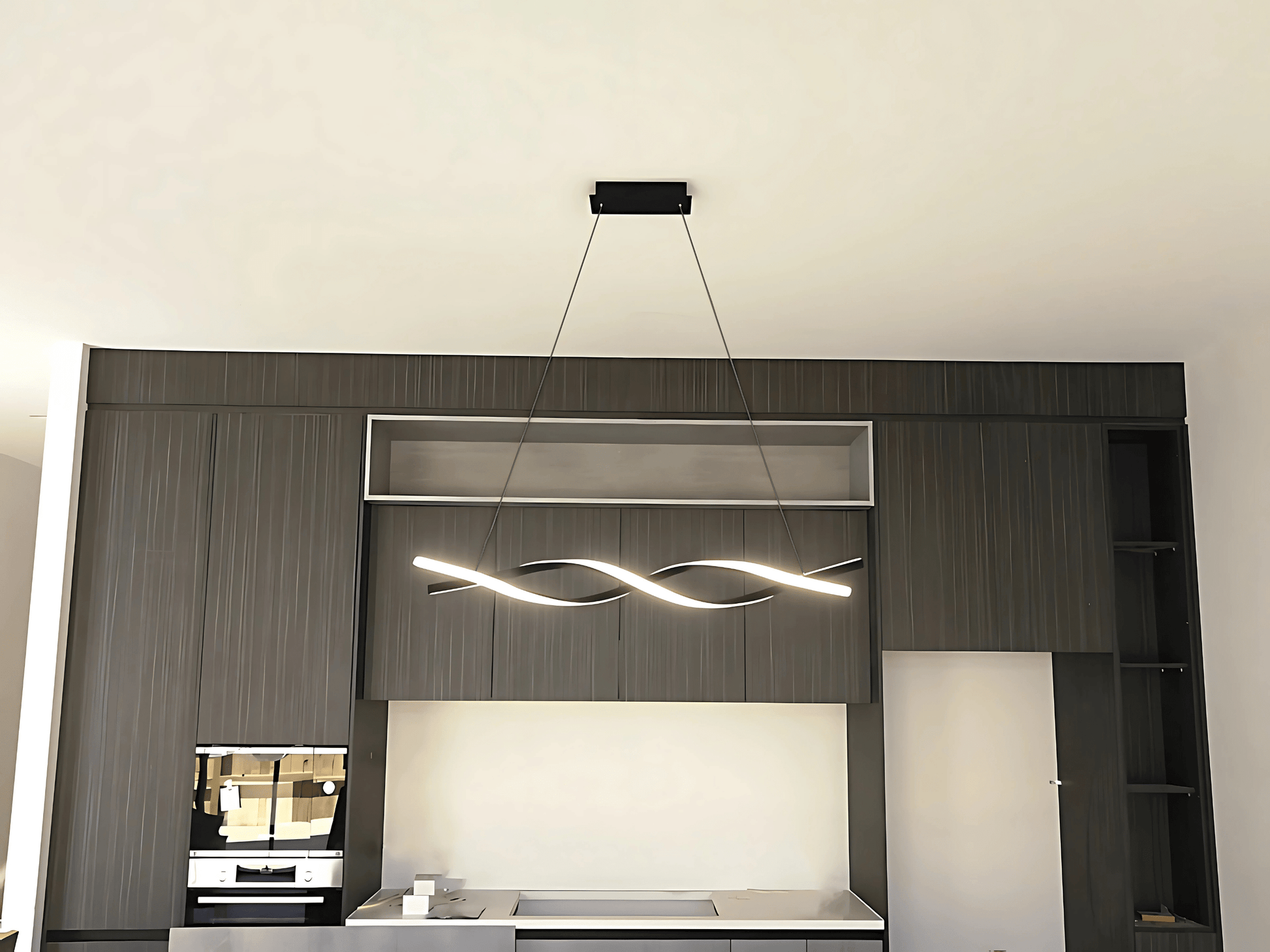 Black Double Spiral LED Kitchen Pendant Light – 1.2m
