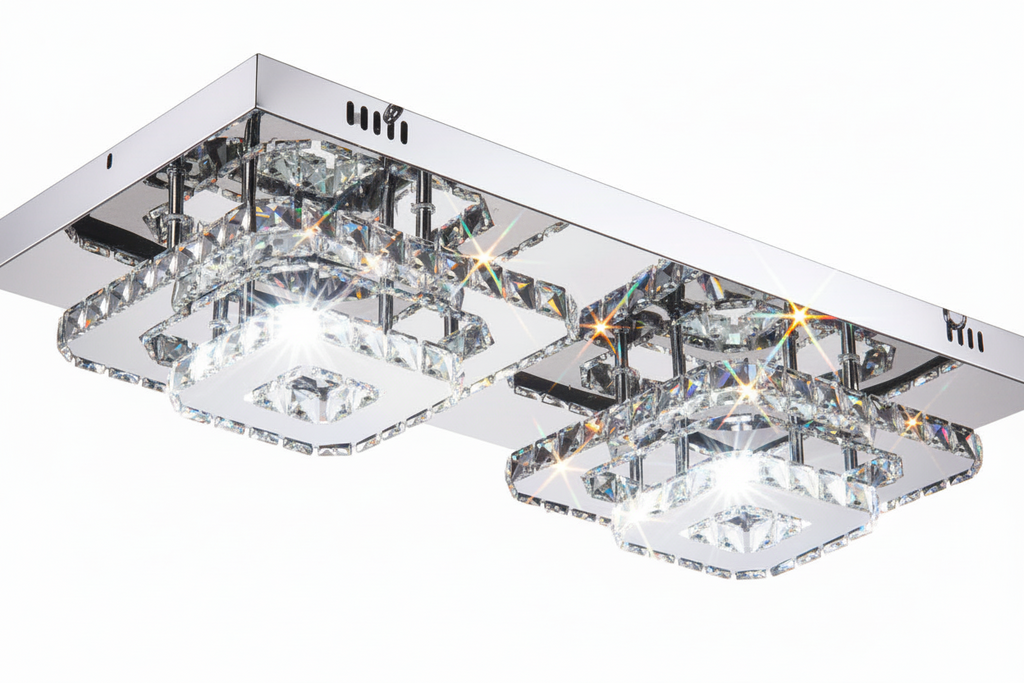 Square Double-Tiered Ceiling Chandelier - Dual Flush Mount CD67-2