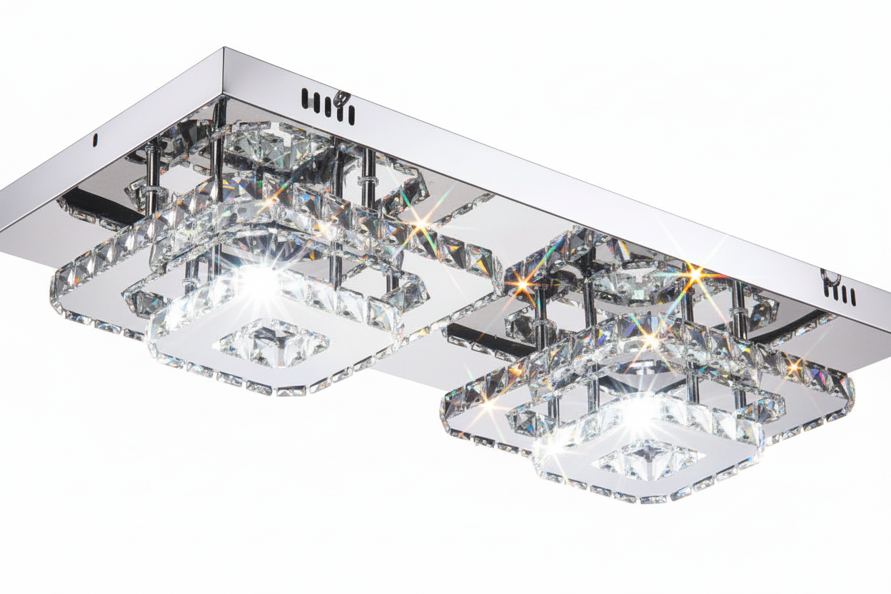 Square Double-Tiered Ceiling Chandelier - Dual Flush Mount CD67-2