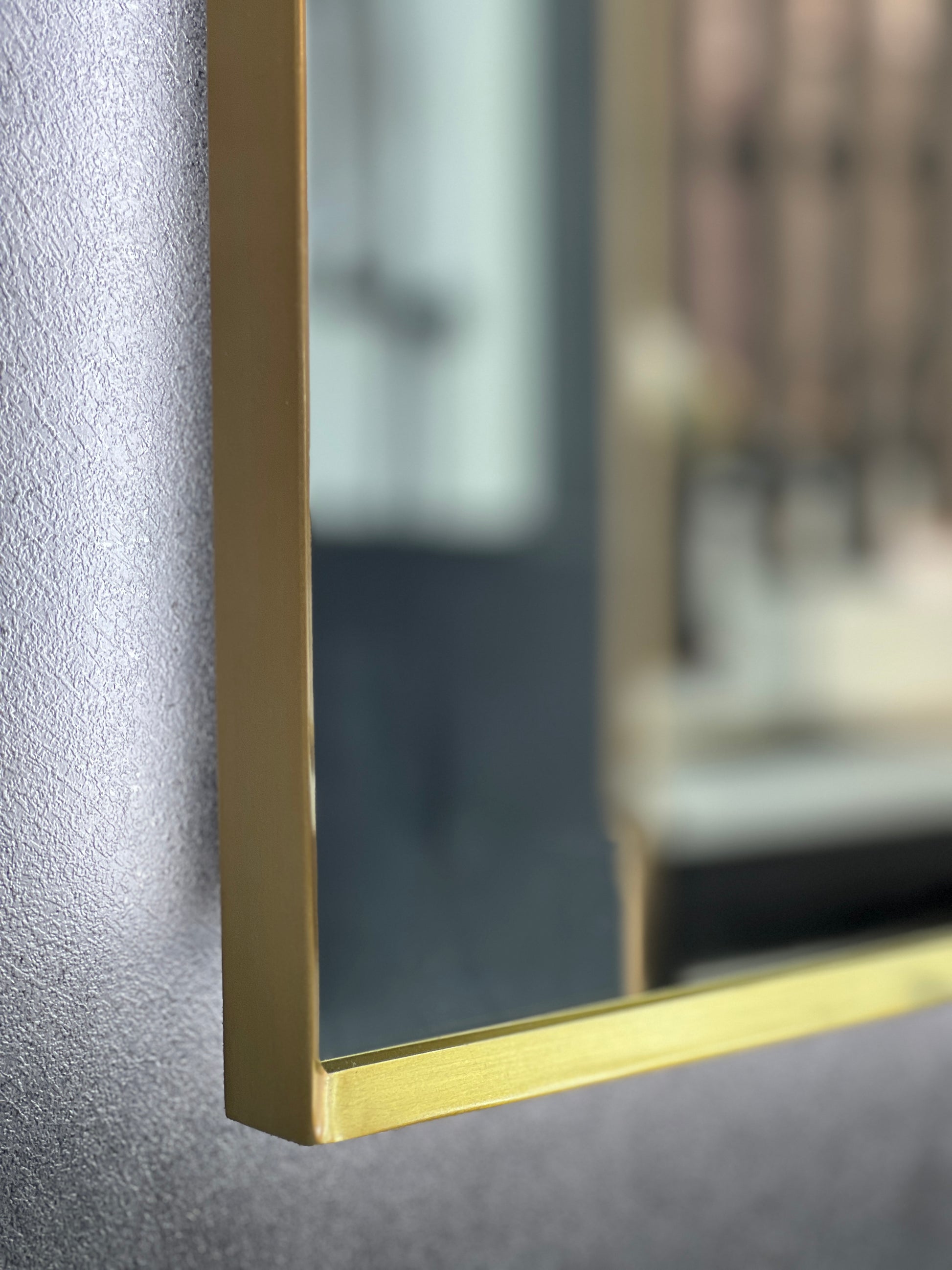 Backlit Brushed Yellow Gold Frame Arched LED Wall Mirror ABLED6090YG-S