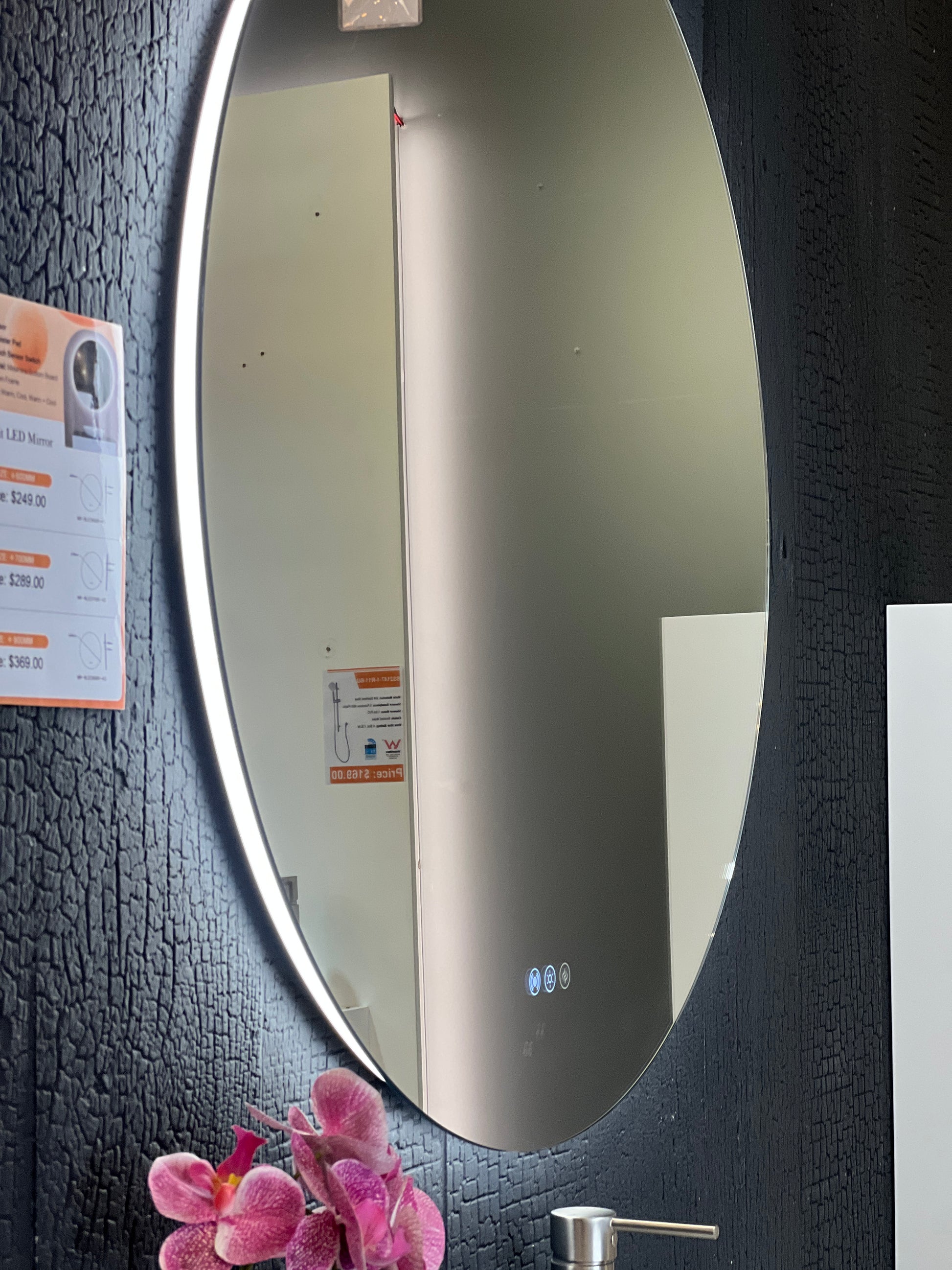 700x700mm Round LED Mirror with Demister Backlit Touch Switch 3 Colours Lighting Frameless