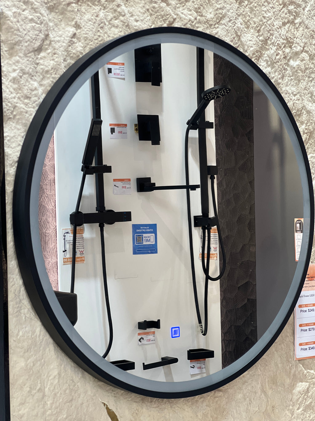 900x900x40mm Round Bathroom LED Mirror with Demister Touch Sensor Switch Wall Mounted