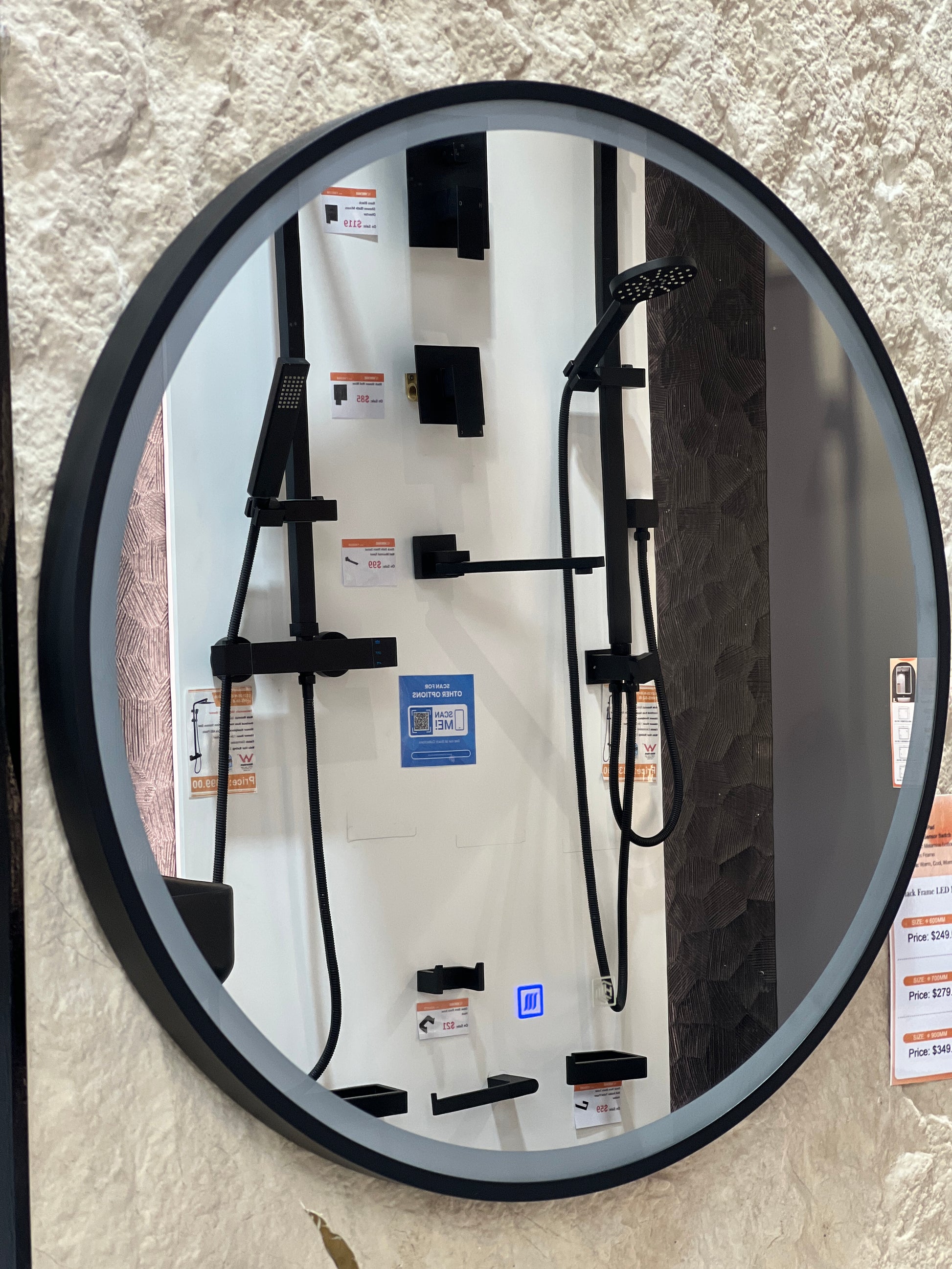 900x900x40mm Round Bathroom LED Mirror with Demister Touch Sensor Switch Wall Mounted