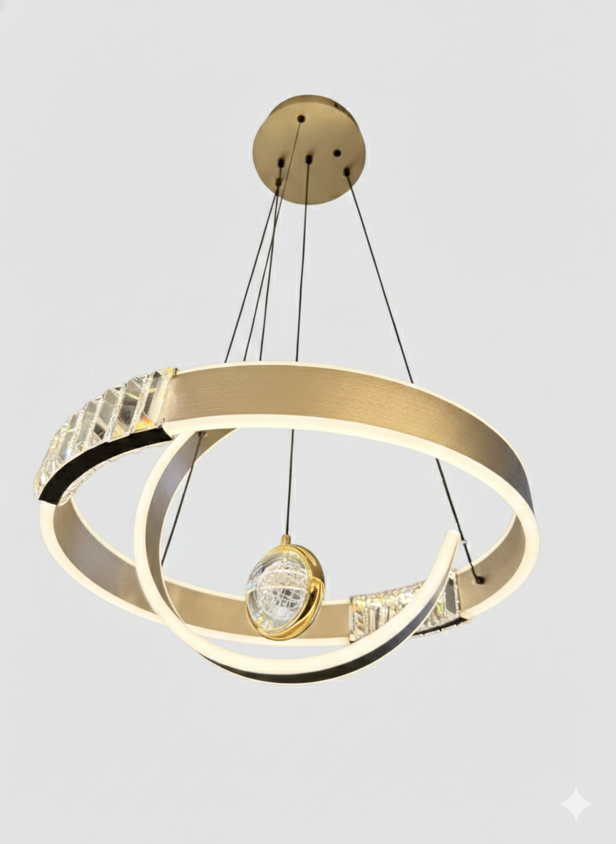 Galaxy Linear Halo LED Multi Pendant - 500mm Minimalist White Hanging Light with Adjustable Color Temperature