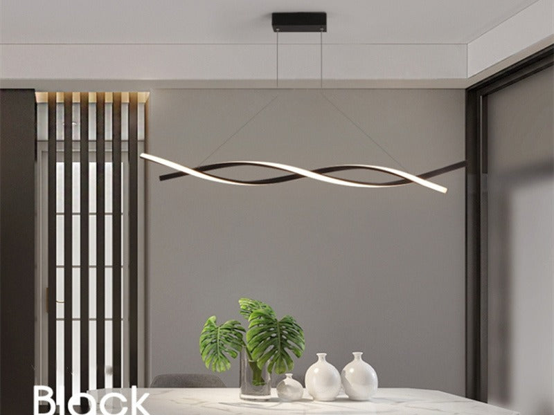 Black Double Spiral LED Kitchen Pendant Light – 1.2m