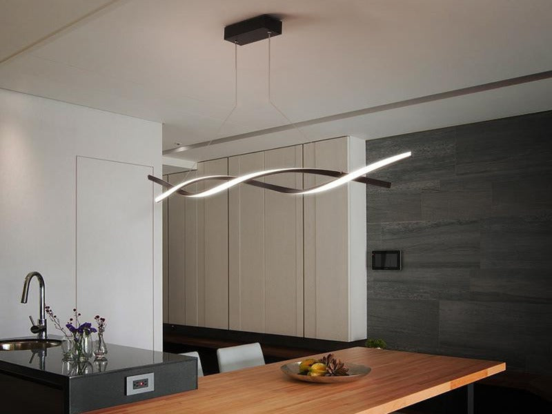 Black Double Spiral LED Kitchen Pendant Light – 1.2m