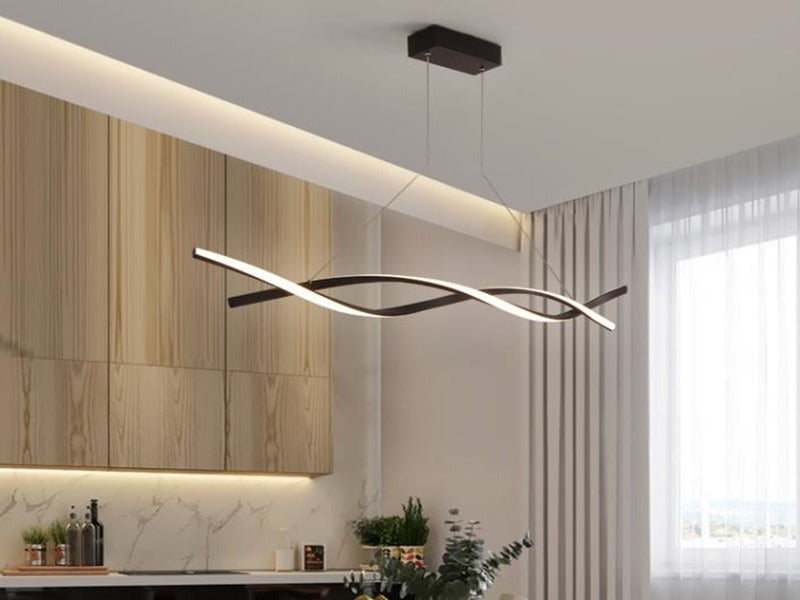 Black Double Spiral LED Kitchen Pendant Light – 1.2m