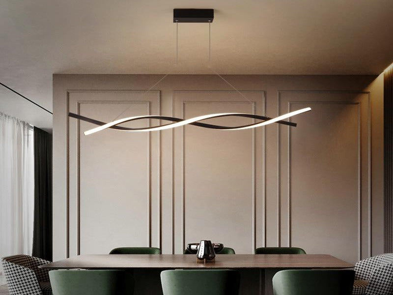 Black Double Spiral LED Kitchen Pendant Light – 1.2m