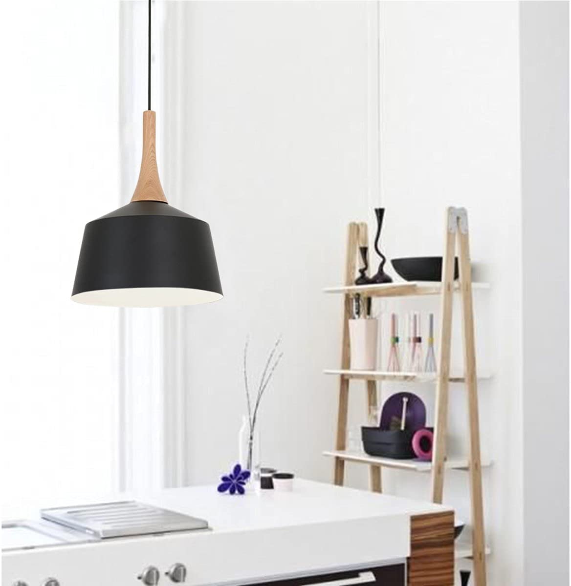PL WOOD TOP PENDANT LIGHT BLACK