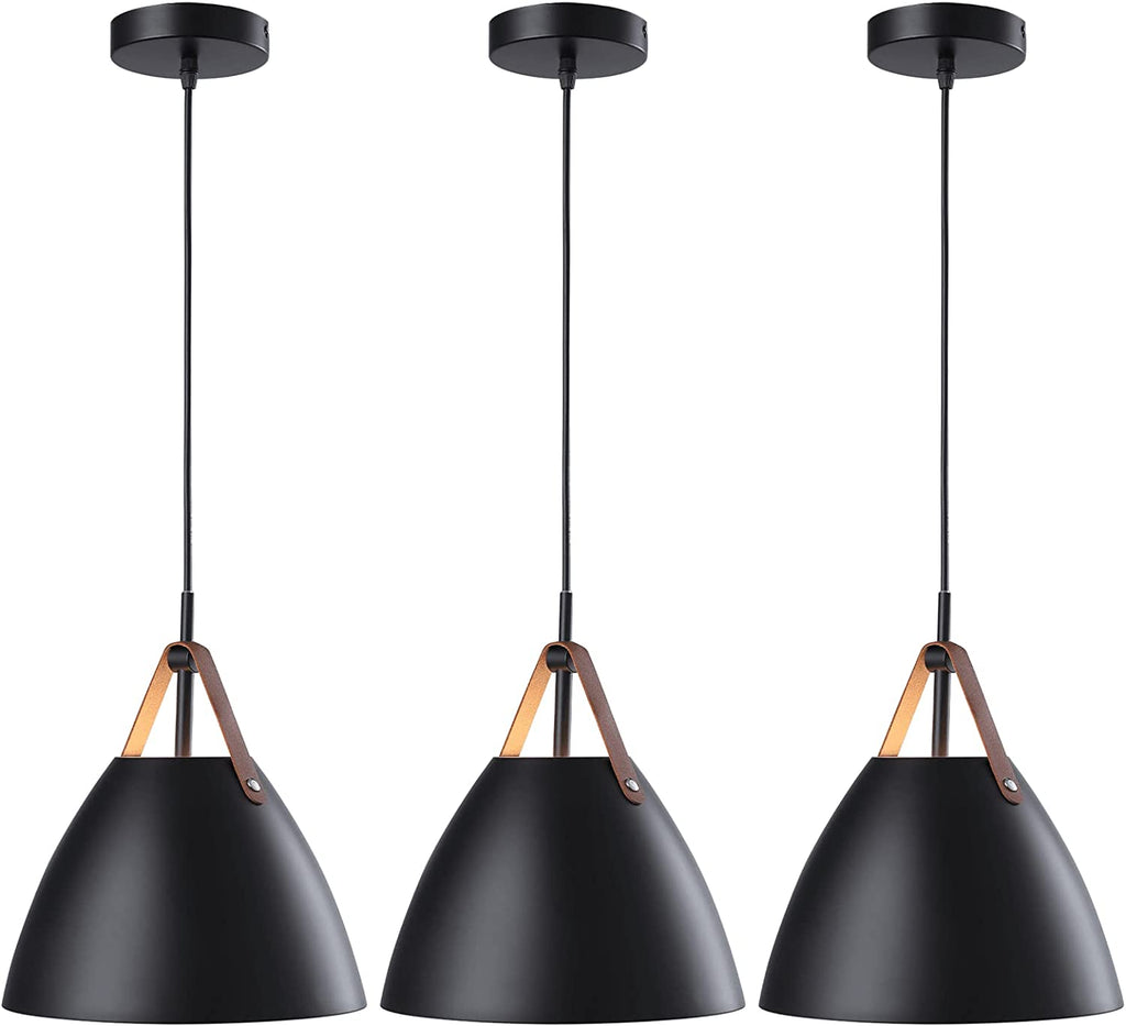 PL05B LEATHER BLACK PENDANAT LIGHT