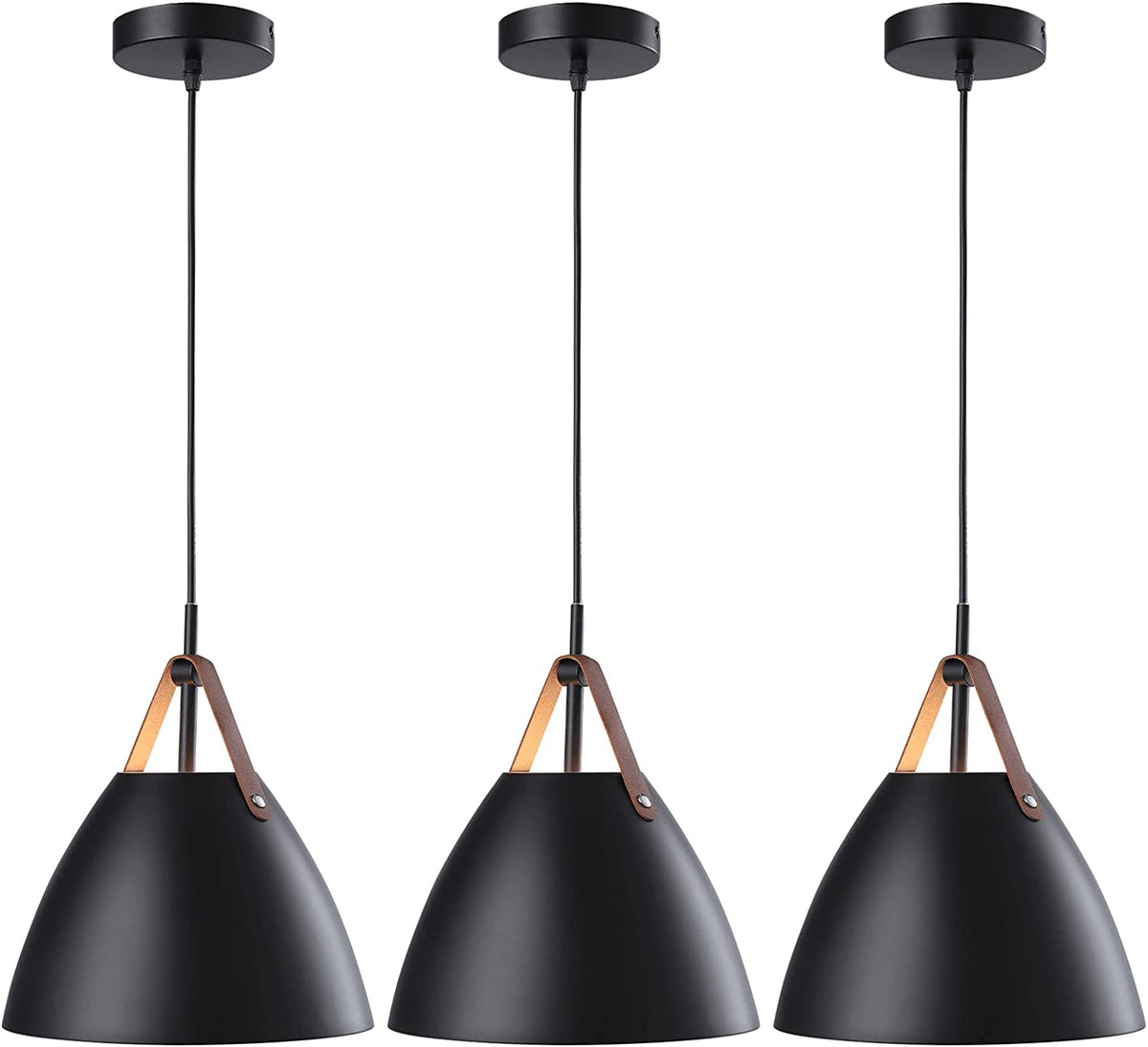 PL05B LEATHER BLACK PENDANAT LIGHT