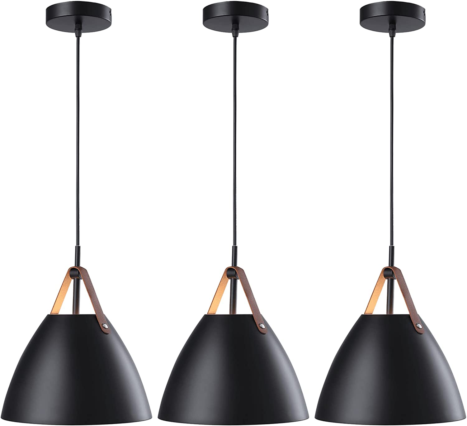 PL05B LEATHER BLACK PENDANAT LIGHT