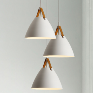 Modern Strapped Metal Cone Shaped with Leather Pendant Light BLACK PL05B