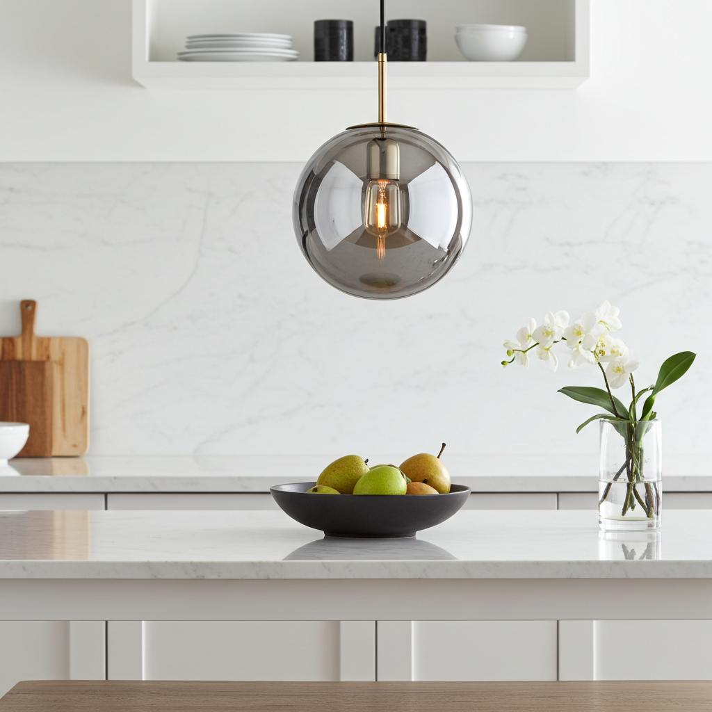 Modern kitchen with a pendant light, 