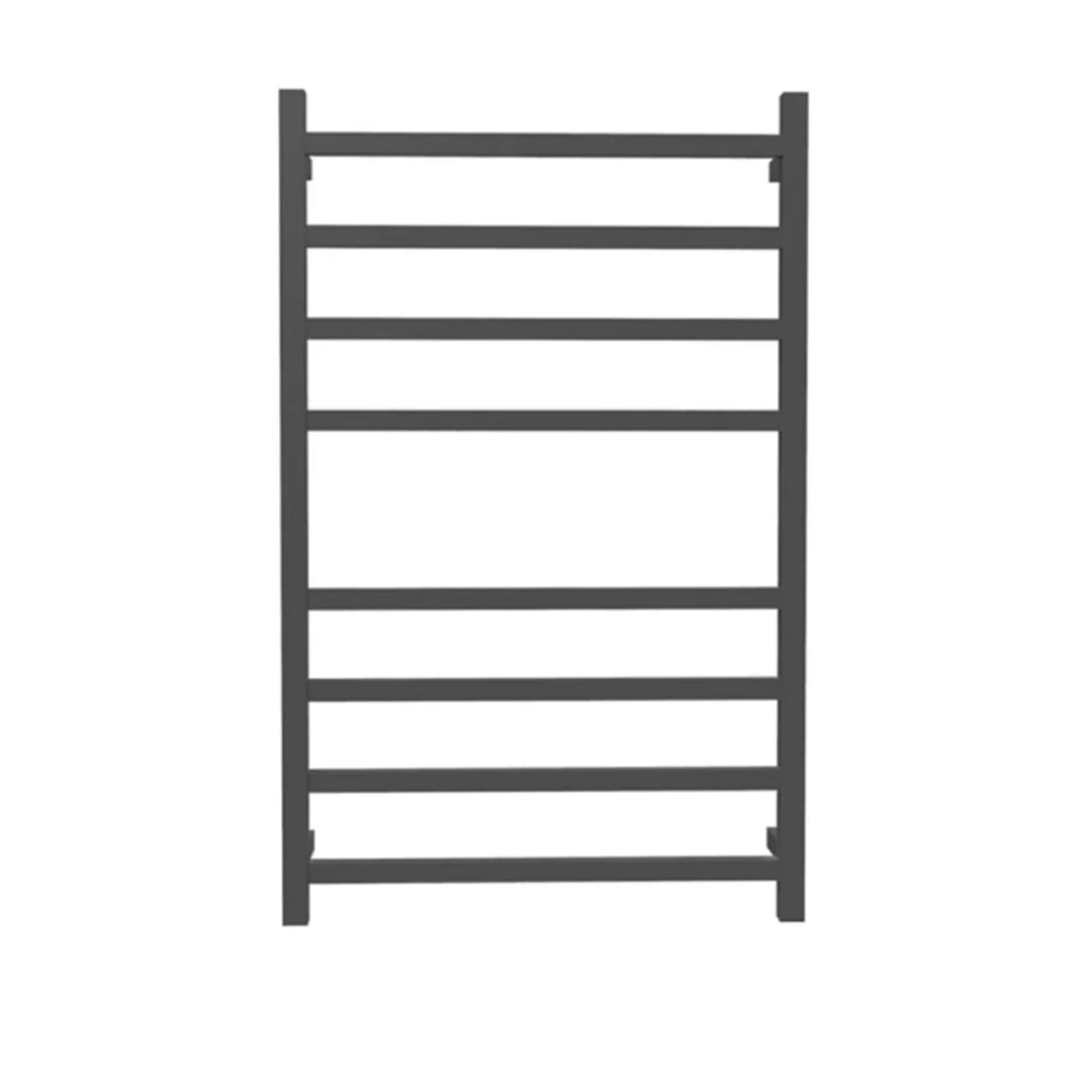 Silver/Black 8-Bar Square Stainless Steel Heated Towel Rack, 600×1000×120 mm, 80W