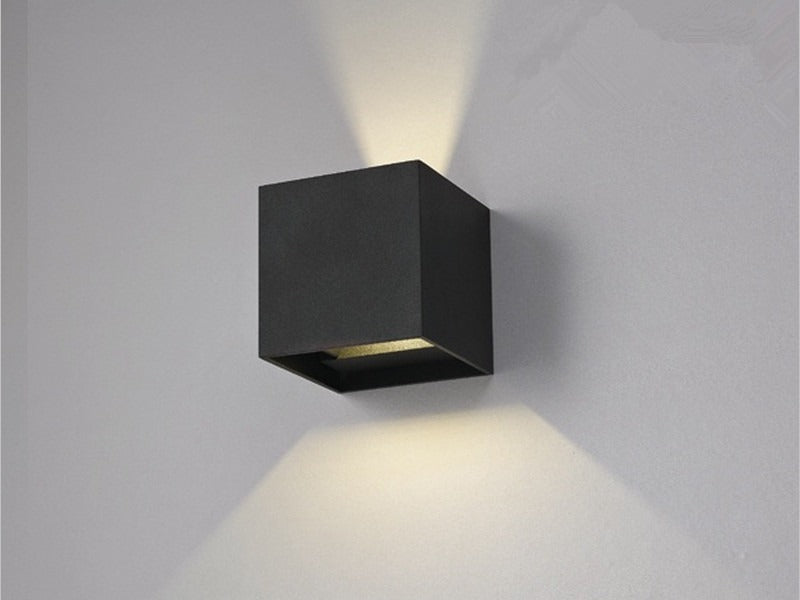 Modern Waterproof Square Adjustable Up & Down LED Wall Light Black