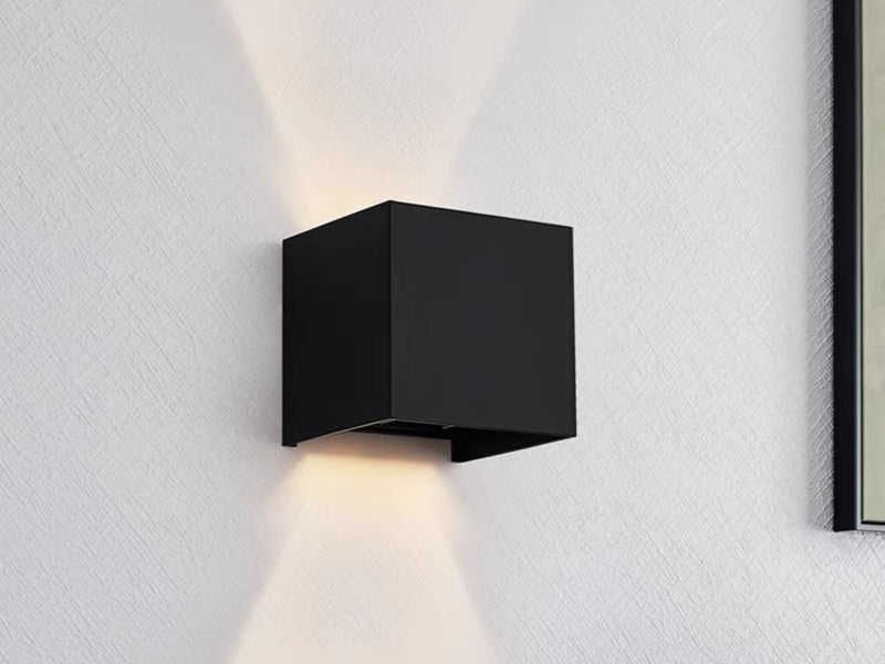 Modern Waterproof Square Adjustable Up & Down LED Wall Light Black