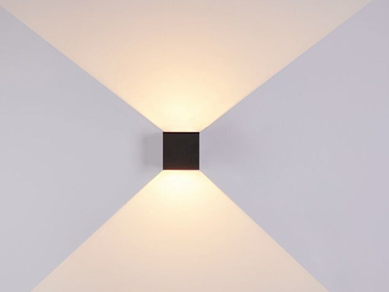Modern Waterproof Square Adjustable Up & Down LED Wall Light Black