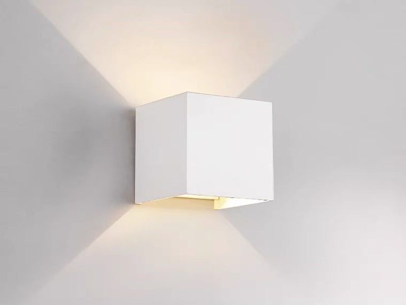 Modern Waterproof Square Adjustable Up & Down LED Wall Light White