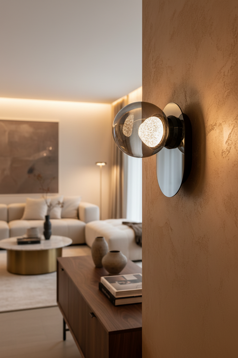 GW156 Colour Change LED Wall Light – Smoky Grey Glass