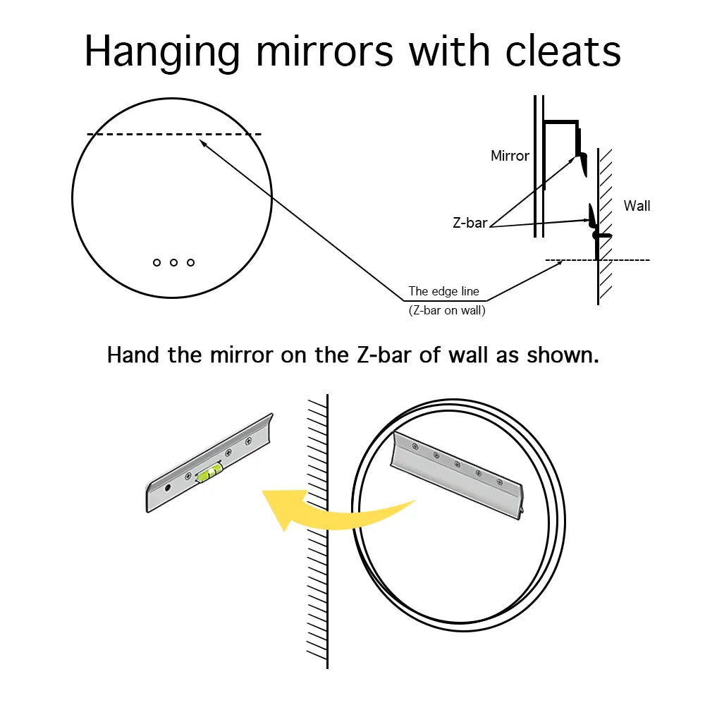 700mm Round LED Wall Mirror with Dimister Touch Switch 3 Colours Lighting on 20mm Rim