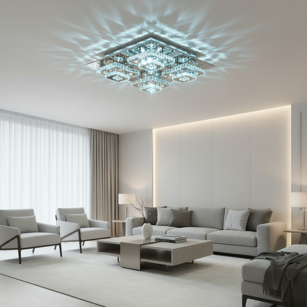 Square Double-Tiered Ceiling Chandelier - 4 Head CD67-4