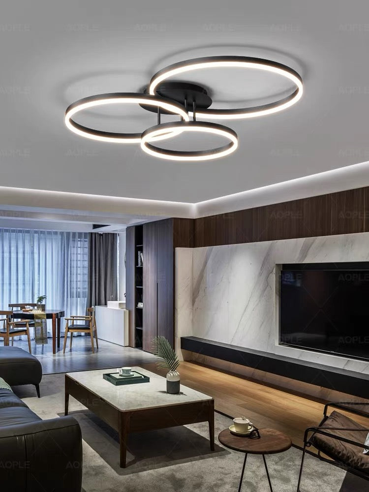 cir456 3rings bk ceiling light