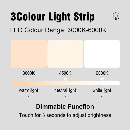 700mm Round LED Wall Mirror with Dimister Touch Switch 3 Colours Lighting on 20mm Rim