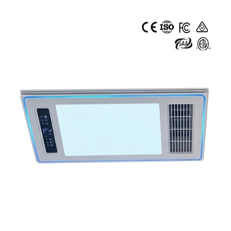 Large 3-in-1 Bathroom Heater Fan Light | 2200W Heating + Dual Fan + LED Light | Ceiling Mounted 600mm