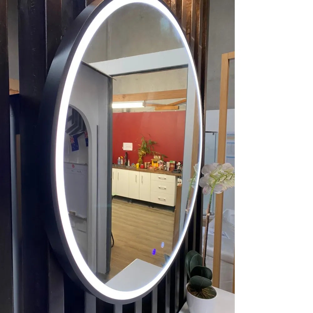 600x600x40mm Round Bathroom LED Mirror with Demister Touch Sensor Switch Wall Mounted
