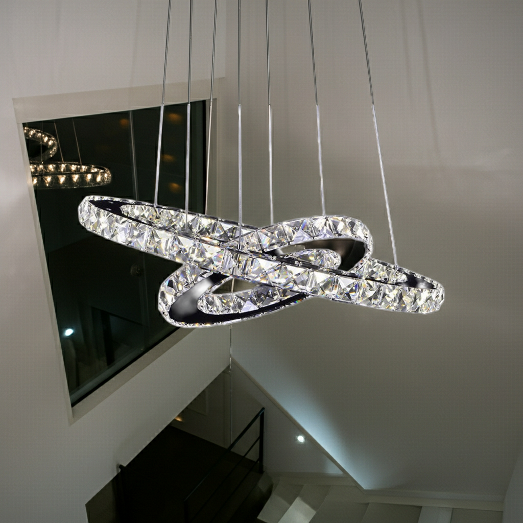 Modern Galaxy Ring Double Led Crystal Chandelier Light CIR3050CD