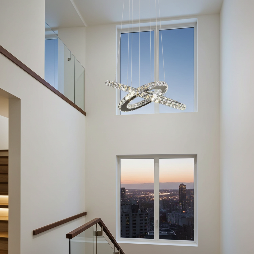 Modern Galaxy Ring Double Led Crystal Chandelier Light CIR3050CD