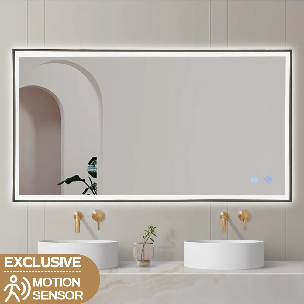 1200*750*40mm Rectangle LED Mirror with Demister Touch Sensor Switch Wall Mounted Vertical or Horizontal